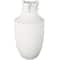 18.25" White Ceramic Sleek Amphora Vase with Scroll Handles